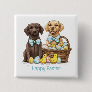 Chapa Cuadrada Felices perros recuperadores de Labrador de Pascua