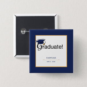 Chapa Cuadrada Felicitaciones Graduado, Gorra, Tassel, Azul, Oro