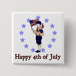 Chapa Cuadrada Feliz 4 de julio arte vintage