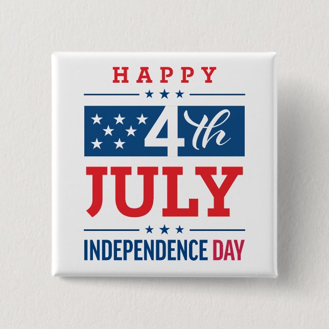 Chapa Cuadrada Feliz 4 de julio, Día de la Independencia (Anverso)