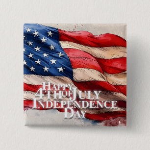 Chapa Cuadrada Feliz 4 de julio - Día de la Independencia