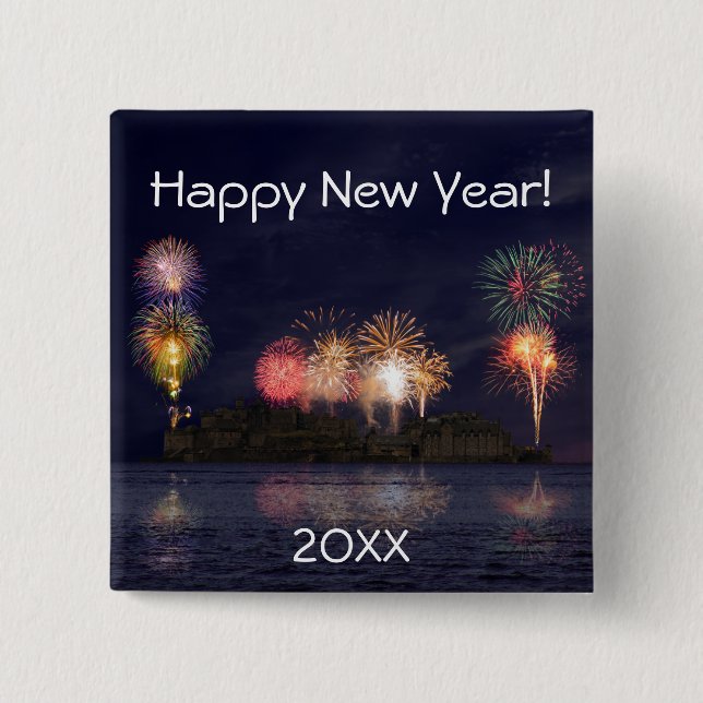 Chapa Cuadrada Feliz Año Nuevo (Anverso)