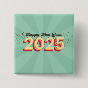 Chapa Cuadrada Feliz año nuevo 2025 tipografía vintage