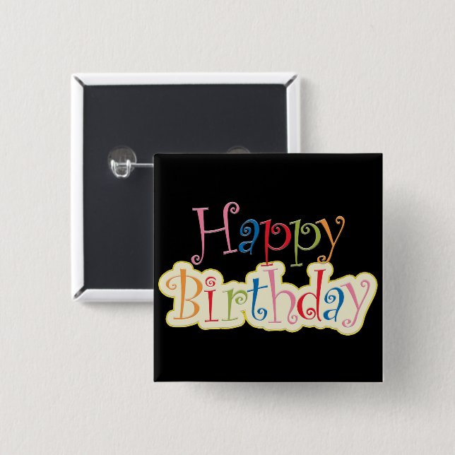 Chapa Cuadrada Feliz cumpleaños (Anverso y reverso)