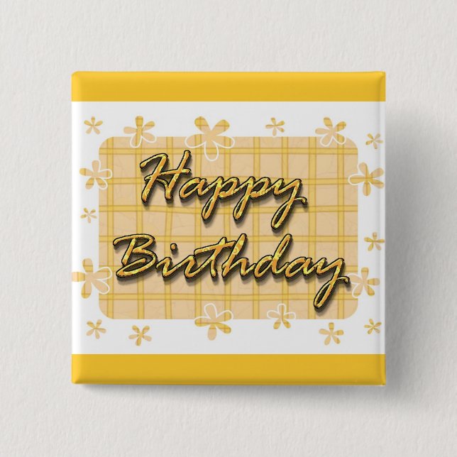 Chapa Cuadrada Feliz cumpleaños (Anverso)