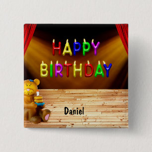 Chapa Cuadrada Feliz cumpleaños