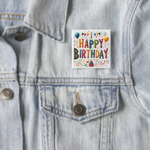 Chapa Cuadrada Feliz Cumpleaños
