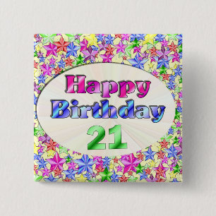 Chapa Cuadrada Feliz cumpleaños 21