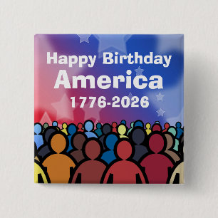 Chapa Cuadrada Feliz cumpleaños América 1776 a 2026