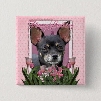 Chapa Cuadrada Feliz cumpleaños - chihuahua - Isabel