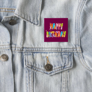 Chapa Cuadrada Feliz cumpleaños, divertida celebración del cumple