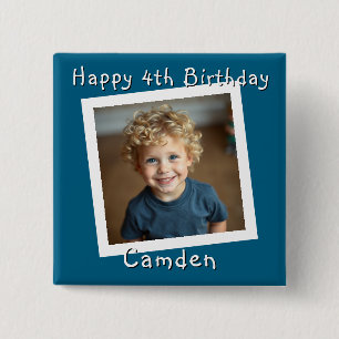 Chapa Cuadrada Feliz cumpleaños, foto personalizada