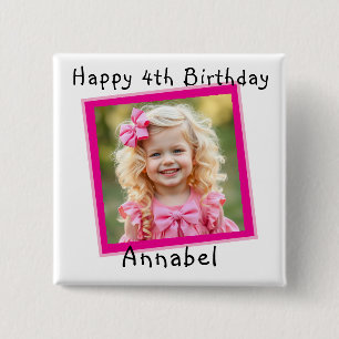 Chapa Cuadrada Feliz cumpleaños, foto personalizada
