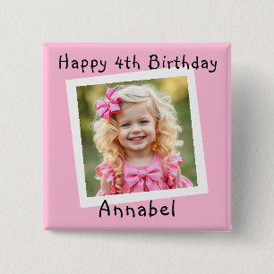 Chapa Cuadrada Feliz cumpleaños, foto personalizada