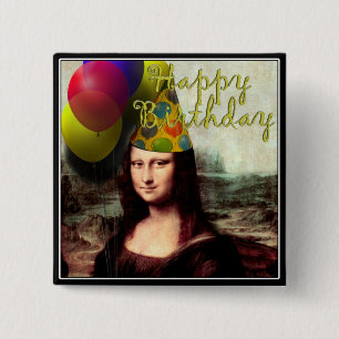 Chapa Cuadrada Feliz cumpleaños Mona Lisa
