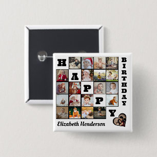 Chapa Cuadrada Feliz cumpleaños Personalizado 21 regalo de Collag