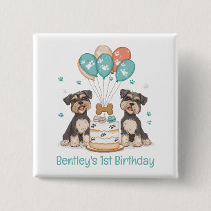 Chapa Cuadrada Feliz cumpleaños Schnauzer Dogs