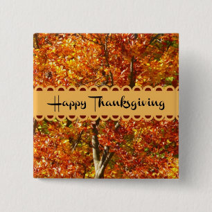 Chapa Cuadrada Feliz Día de Acción de Gracias - Colores de otoño