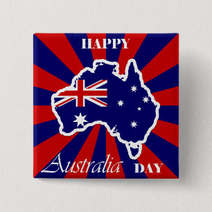 Chapa Cuadrada Feliz Día de Australia, bandera australiana