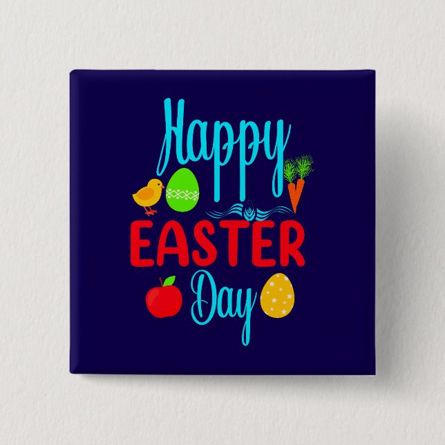 Chapa Cuadrada Feliz Día de Pascua-62351 (Anverso)