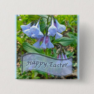 Chapa Cuadrada Feliz Día de Pascua, Virginia Bluebells
