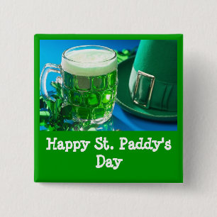 Chapa Cuadrada Feliz Día de San Paddy de la cerveza verde