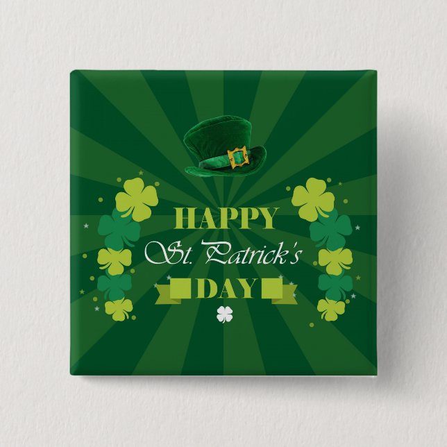 Chapa Cuadrada Feliz Día de San Patricio (Anverso)