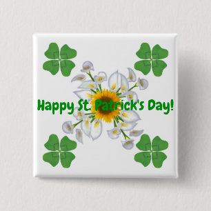Chapa Cuadrada ¡Feliz Día de San Patricio! Clover con Calla