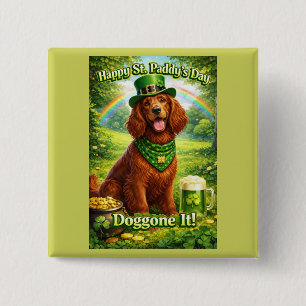 Chapa Cuadrada Feliz día de San Patricio hermoso Setter Irlandés