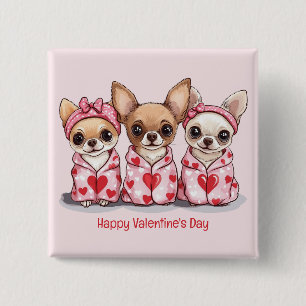 Chapa Cuadrada Feliz día de San Valentín perros Chihuahua