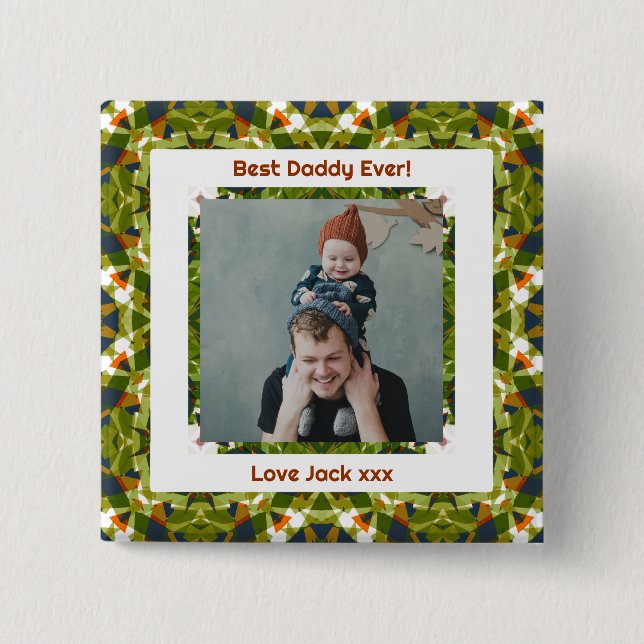 Chapa Cuadrada Feliz Día del Padre, mejor papá papá, siempre foto (Anverso)