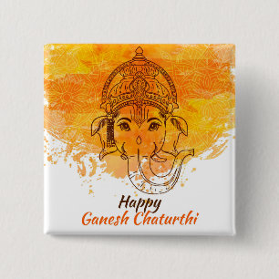 Chapa Cuadrada Feliz Ganesh Chaturthi