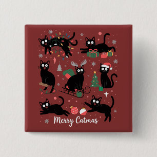 Chapa Cuadrada Feliz Gatonavidad Gato Negro Divertido Amante De L
