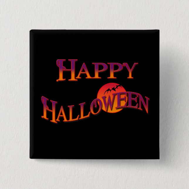 Chapa Cuadrada Feliz Halloween (Anverso)