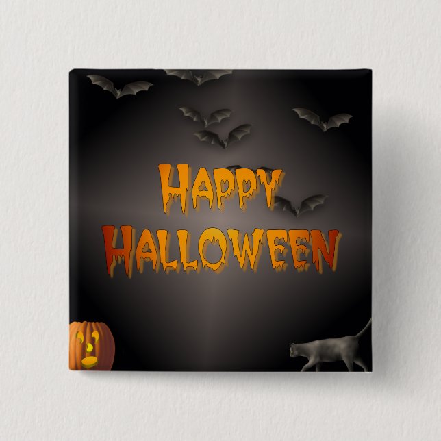 Chapa Cuadrada Feliz Halloween (Anverso)