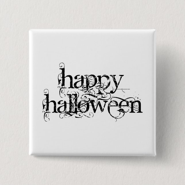 Chapa Cuadrada Feliz Halloween del Grunge de Swirly (Anverso)