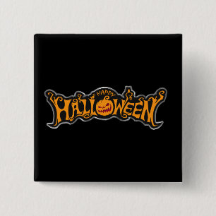 Chapa Cuadrada Feliz Halloween Ruby Eye Pumpkin Marco de Plata