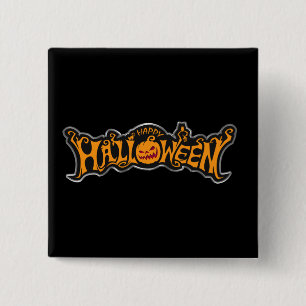 Chapa Cuadrada Feliz Halloween Ruby Eye Pumpkin Silver Frame