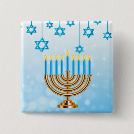 Chapa Cuadrada Feliz Hanukkah Menorah