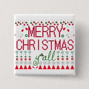 Chapa Cuadrada Feliz Navidad a todos, suéter feo