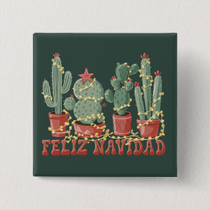 Chapa Cuadrada Feliz Navidad Amante Del Cactus Vaquero De Navidad