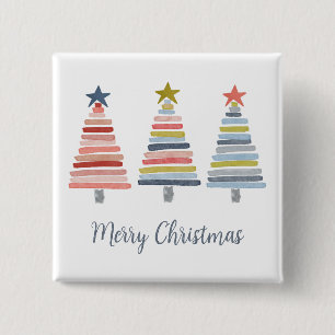 Chapa Cuadrada Feliz Navidad Coloridos árboles apilados