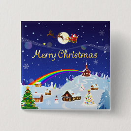 Chapa Cuadrada Feliz Navidad en plena luna