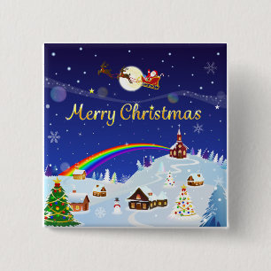 Chapa Cuadrada Feliz Navidad en plena luna