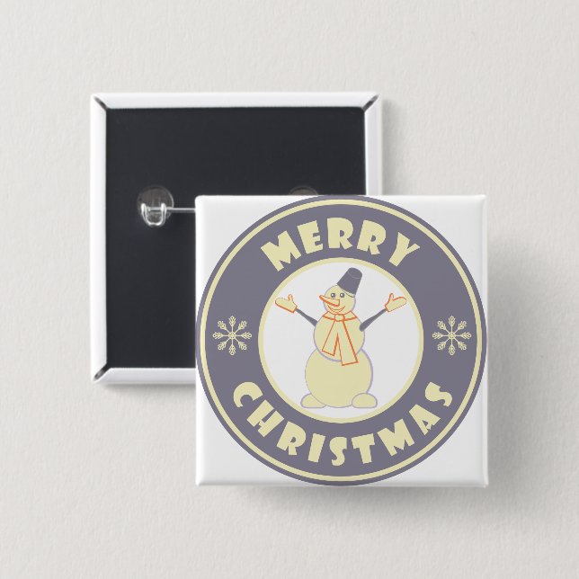 Chapa Cuadrada Feliz Navidad feliz estilo de café famoso de nieve (Anverso y reverso)