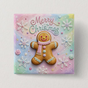 Chapa Cuadrada Feliz Navidad Hombre de Jengibre Pastel Copos de N