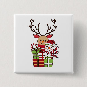 Chapa Cuadrada Feliz Navidad lindo personalizado reno regalo de m