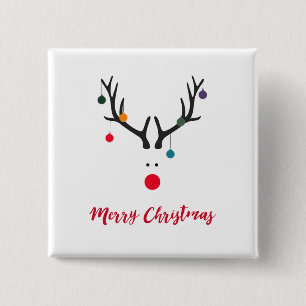 Chapa Cuadrada Feliz Navidad minimalista moderno reno blanco