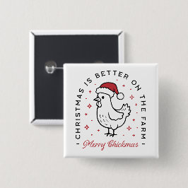 Chapa Cuadrada Feliz Navidad país divertido granja animal gallina