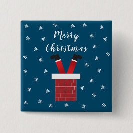 Chapa Cuadrada Feliz Navidad Papá Noel Atrapado En Una Chimenea